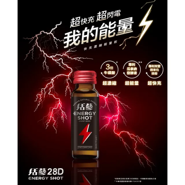 即期品【正官庄】活蔘28D ENERGY SHOT 3盒組-50mlx10瓶(3倍牛磺酸/專利瓜拿納發酵液)
