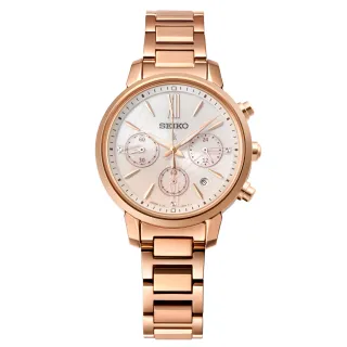 【SEIKO 精工】LUKIA 廣告款海芋綻放太陽能女錶-x玫瑰金/36.2mm(SSC918J1/V175-0FC0P)母親節 禮物