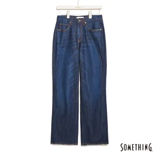 【SOMETHING】女裝 彈力萊賽爾直筒寬褲(酵洗藍)