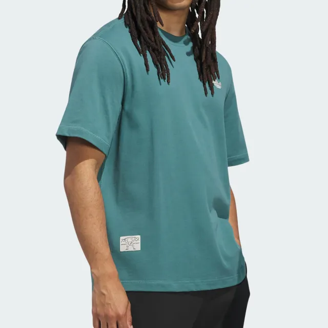 【adidas 愛迪達】Shmoo H Tee 男款 藍綠色 寬鬆 刺繡 Logo T恤 休閒 運動 短袖 JX5448