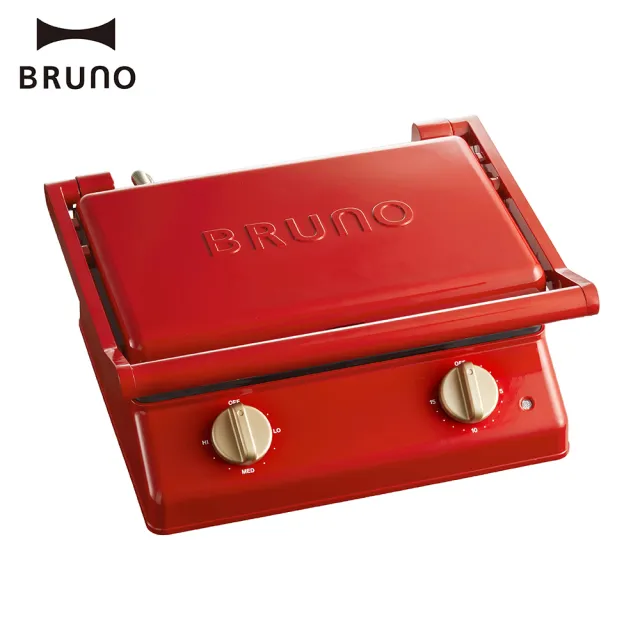【BRUNO】日本BRUNO雙版厚燒三明治機(蘋果紅BOE084RDKE/熱壓吐司/帕里尼機)