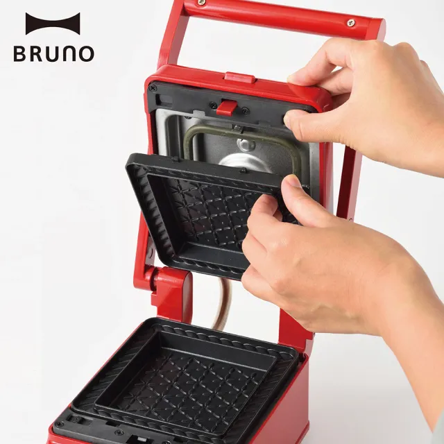 【BRUNO】日本BRUNO單版厚燒三明治機(蘋果紅BOE083RDKE/熱壓吐司)