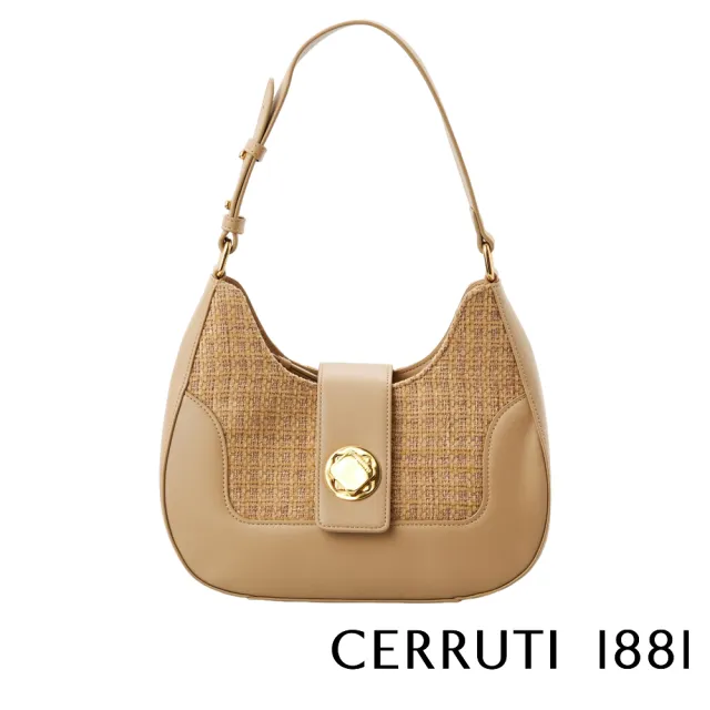 【Cerruti 1881】直播限定 限量2折 義大利原裝進口 頂級時尚手提肩背包 全新專櫃展示品(米金色 6004P)