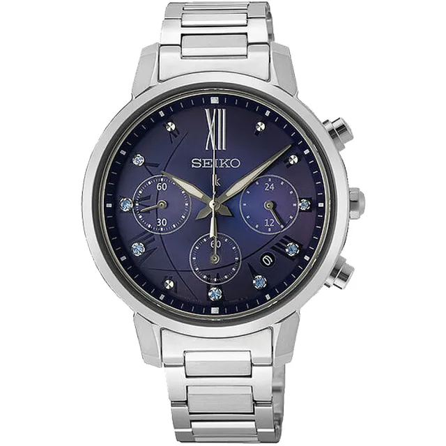 【SEIKO 精工】LUKIA 廣告推薦款 太陽能三眼計時女錶 送禮 禮物 推薦(SSC921J1/V175-0FC0B)
