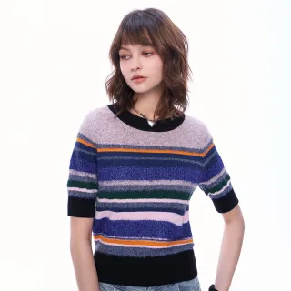 【MOMA】繽紛氣息多織紋造型針織上衣(藍色)