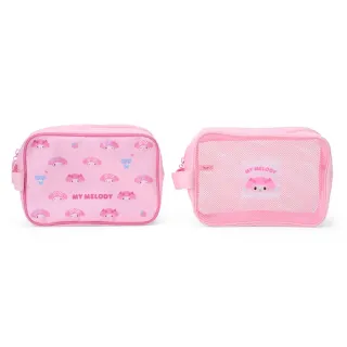 【SANRIO 三麗鷗】旅行用網狀收納包&收納袋 二入組 化妝包