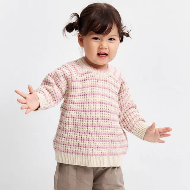 【mamaway 媽媽餵】BABY條紋粗針織毛衣 1入