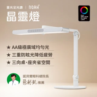 【喜光全光譜】晶靈燈 全光譜健康LED護眼檯燈(座夾兩用 入座感應 休息提醒)