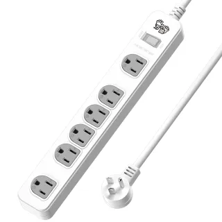 【雙手萬能】雙變壓座1切6座3孔延長線(6尺/180公分/2入組)