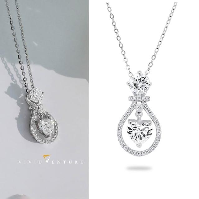 【Vividventure 亞帝芬奇】18K金 GIA 80分 FSI2 雙主石 天然鑽石 真鑽 項鍊 自信風采
