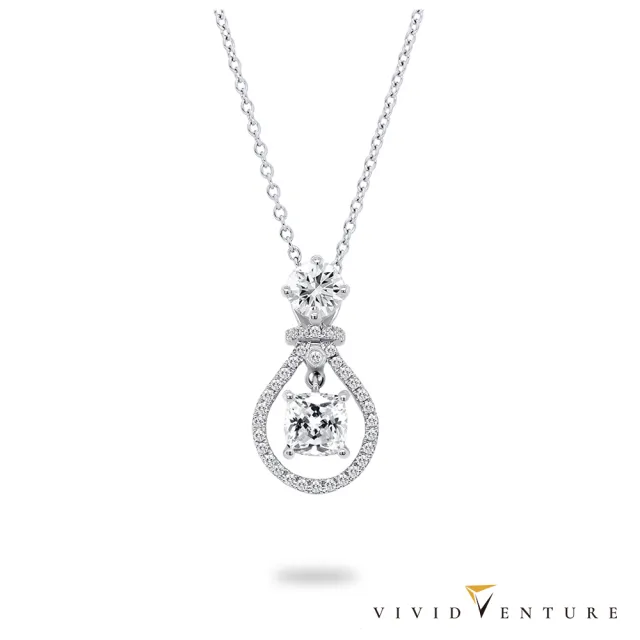 【Vividventure 亞帝芬奇】18K金 GIA 80分 DVS2+DSI2 雙主石 天然鑽石 真鑽 項鍊 自信閃耀