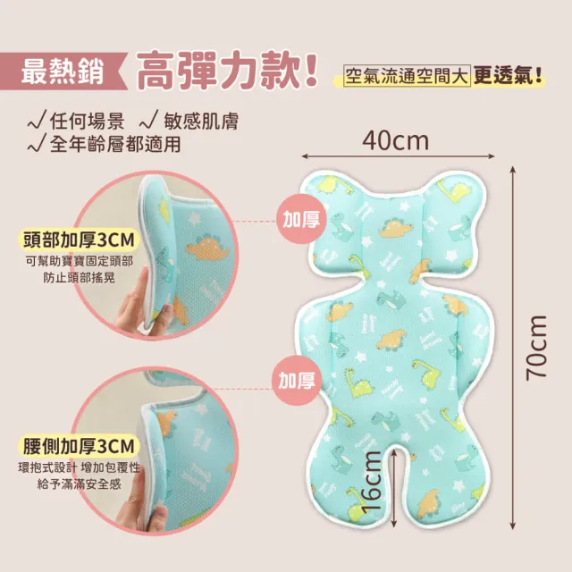 【PeNi 培婗】3D涼爽排汗透氣可水洗嬰幼兒寶寶涼感推車墊(汽車安全座椅 嬰兒床墊 涼感墊)
