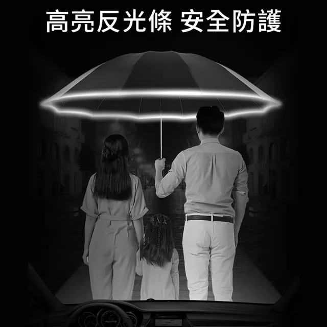 REM 2入 27吋特大傘面 10骨抗風反向傘 多人撐傘免淋濕 黑膠防曬反光條 車用摺疊晴雨傘自動折傘