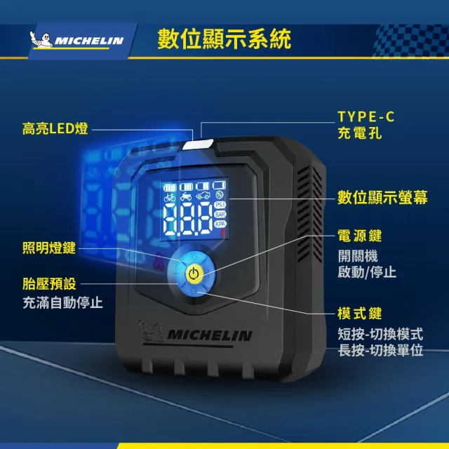 【Michelin 米其林】ML-5599 無線電動打氣機 總代理公司貨(可換電池 保固升級 全新發售)