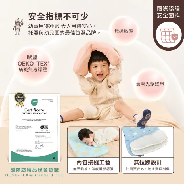 【PeNi 培婗】3D超透氣嬰幼兒0-12歲成長枕 兒童幼兒園午睡枕頭(兒童枕頭 幼兒枕頭 2片內芯可調高度)