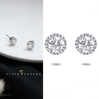 【Vividventure 亞帝芬奇】GIA 1克拉 DSI2 3VG 八心八箭 天然鑽石 真鑽 耳環 圓滿未來(14K金台+18K金耳針)