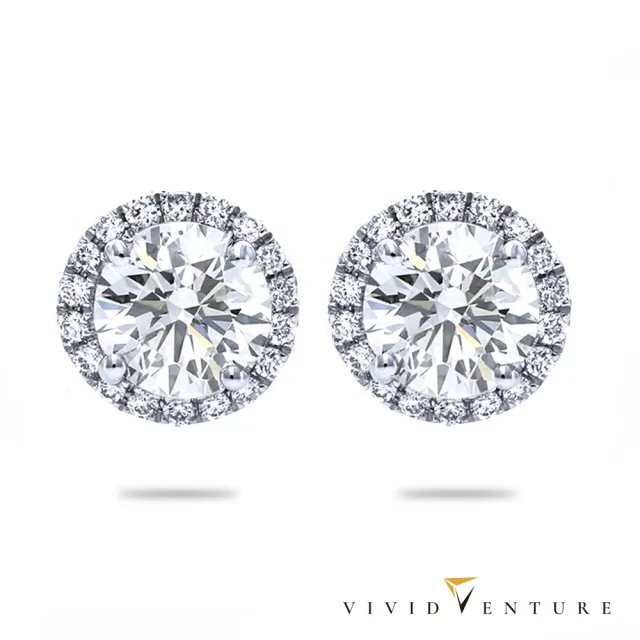 【Vividventure 亞帝芬奇】GIA 1克拉 DSI2 3VG 八心八箭 天然鑽石 真鑽 耳環 圓滿未來(14K金台+18K金耳針)