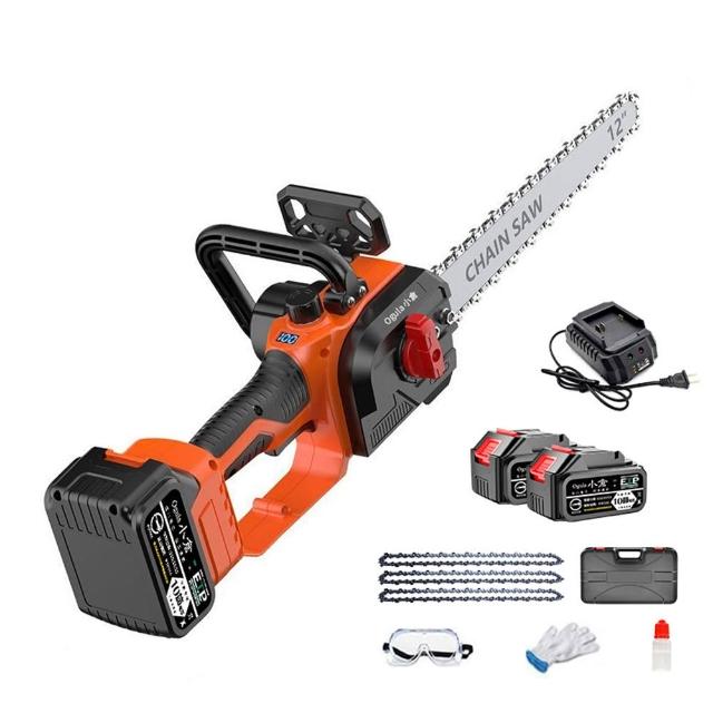 【Ogula 小倉】鏈鋸機 超大功率 快速鋸斷60CM 免安裝12寸無刷數顯（十節兩電）鏈條*3(電鏈鋸/伐木鋸/電鋸)