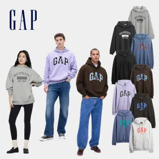 【GAP】男女同款 Logo印花/刺繡刷毛帽T-多款任選(787398&781237&767515)