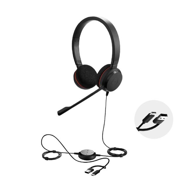 【Jabra】Evolve 20 耳罩式商務會議耳機麥克風(遠距教學頭戴式立體聲耳機麥克風)