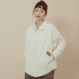 【gozo】不規則口袋造型麂皮廓型長袖襯衫(兩色)