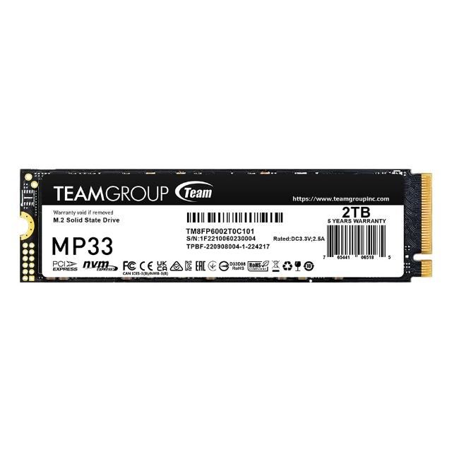 【Team 十銓】MP33 2TB M.2 2280 PCIe Gen3 SSD固態硬碟 最高讀取1800MB/s