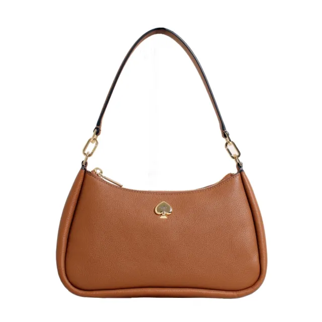 【KATE SPADE】KAYLA金屬桃心LOGO單肩斜背兩用包/斜背包/肩背包(金棕色)