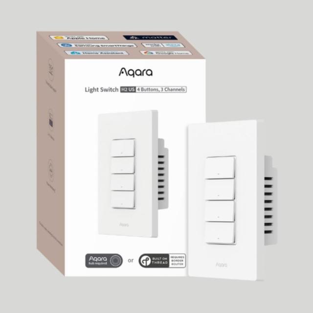 【Sioh 惜】Aqara H2 智能開關 四鍵 3個迴路＋1個無線按鍵(支援Apple Homekit/Matter)