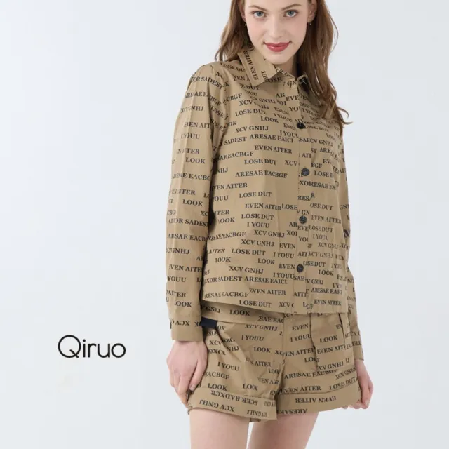 【Qiruo 奇若名品】棉質 短版長袖休閒襯衫造型卡色襯衫6242A
