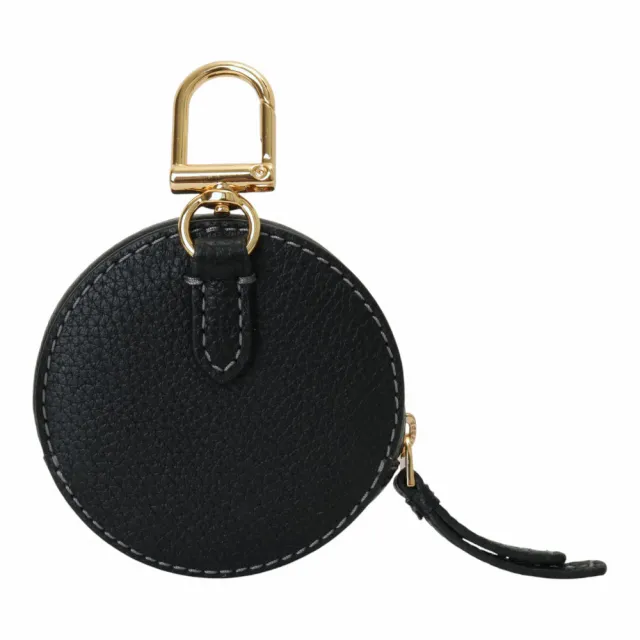 【TORY BURCH】皮革掛式圈環圓型零錢包(黑色)