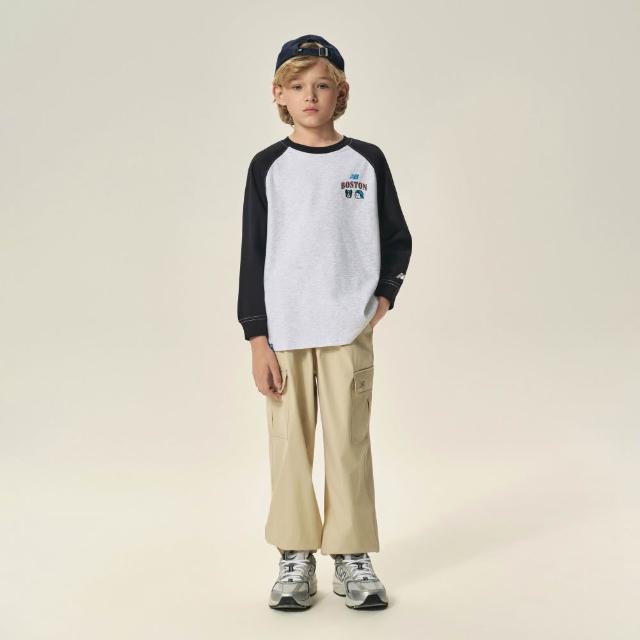 【NEW BALANCE】NB 童裝拼色長袖上衣_7DF3403WLGR_男童/女童_灰色