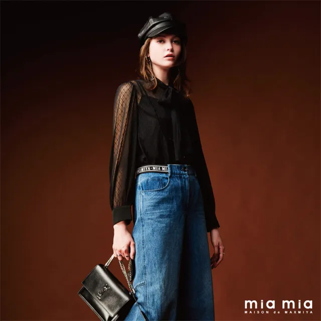 【mia mia】菱格網紗綁帶上衣