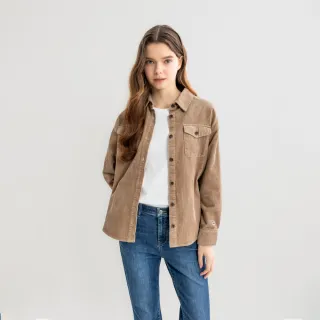 【Arnold Palmer 雨傘】女裝-燈芯絨襯衫式外套(卡其色)