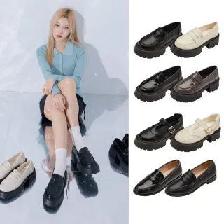 【Grace Gift】率性英倫輕量厚底瑪莉珍樂福鞋(多款)