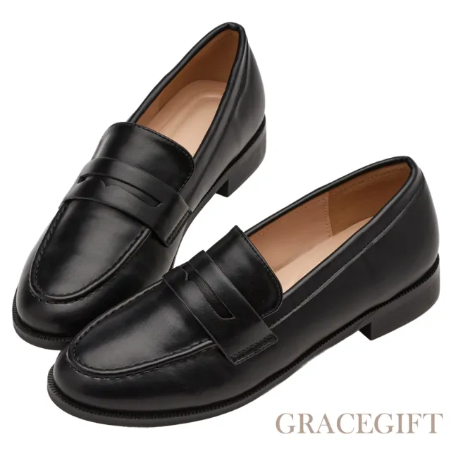【Grace Gift】率性英倫輕量厚底瑪莉珍樂福鞋(多款)