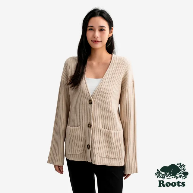 【Roots】Roots女裝- BOWEN RIB 針織罩衫(燕麥色)