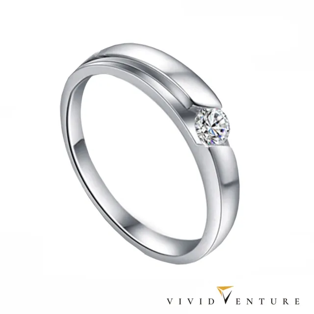 【Vividventure 亞帝芬奇】14K 天然鑽石 GIA 30分 FSI2 戒指+10分 鑽石 男戒 愛的永恆(對戒 結婚 套組)