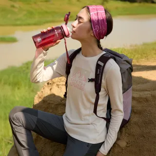 【ATUNAS 歐都納】女款排汗透氣長袖羊毛圓領T恤(A1TS2544W奶油白/圖T/舒適柔軟/戶外休閒/日常穿搭)