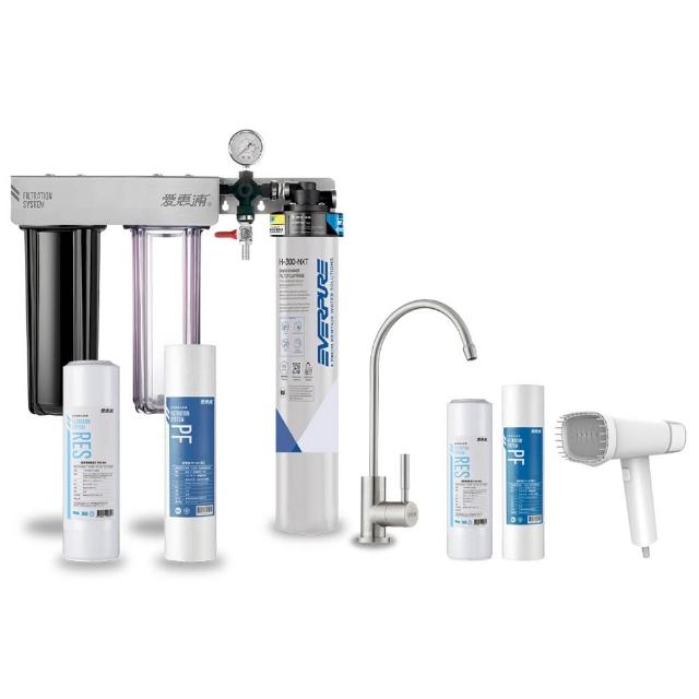 【EVERPURE 愛惠浦】櫥下型 PURVIVE Trio-H300NXT三道式生飲淨水器(升級不鏽鋼龍頭/前置樹脂+PP)