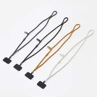 【MUJI 無印良品】聚酯纖維手機掛繩/背帶式/附掛環(白灰/芥末黃/深灰/黑)