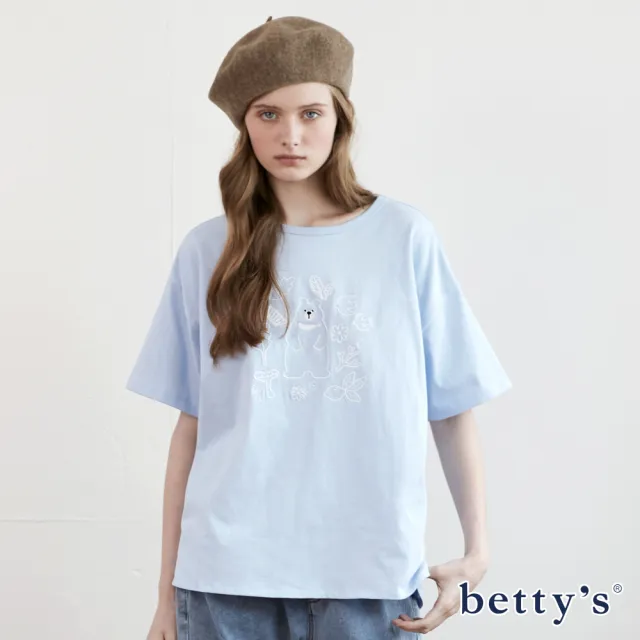 【betty’s 貝蒂思】熊熊繡花短袖T-shirt(共二色)