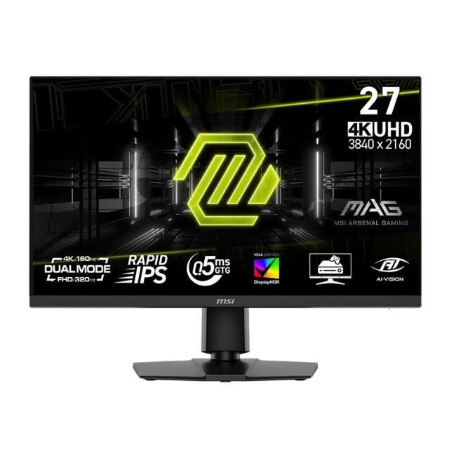【MSI 微星】無線鍵鼠組★MAG 272URDF E16 27型 IPS 4K 160Hz/FHD 320Hz電競螢幕(0.5ms/Dual Mode/雙模式)