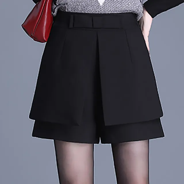 【麗質達人】95808黑色厚款褲裙-KF(M-4XL)