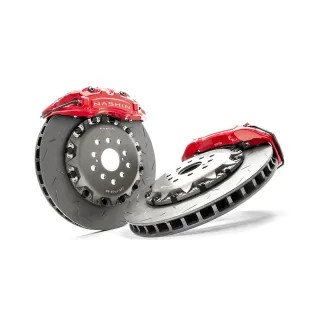 【NASHIN】四活塞-N3一體式330 來令片煞車盤組合 紅色U6 送安裝(車麗屋)