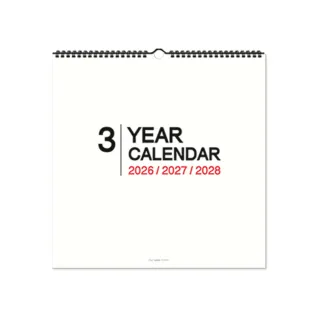 【珠友】2026年~2028年3年式吊掛式月曆/大(桌曆/檯曆/行事曆/記事日曆行事曆/簡約無印/素面/大)
