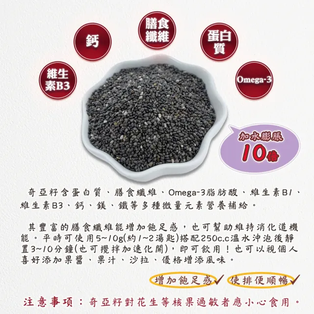 【蔘大王】奇亞籽（600gX2）(膳食纖維 Omega-3 百搭解饞 增加飽足感 奇亞子 歐鼠尾草種子)