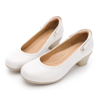 【LA NEW】羊皮圓頭扣帶低跟 淑女鞋(女231043640)