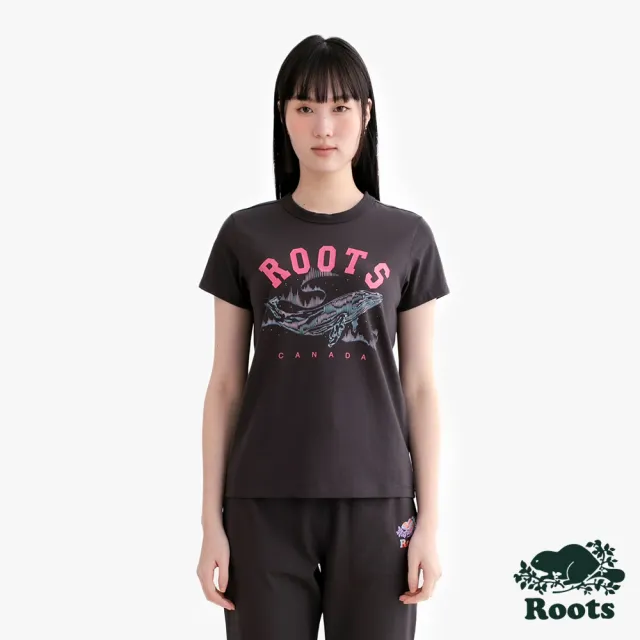 【Roots】Roots女裝- AURORA ANIMAL CLASSIC 短袖上衣(碳黑色)