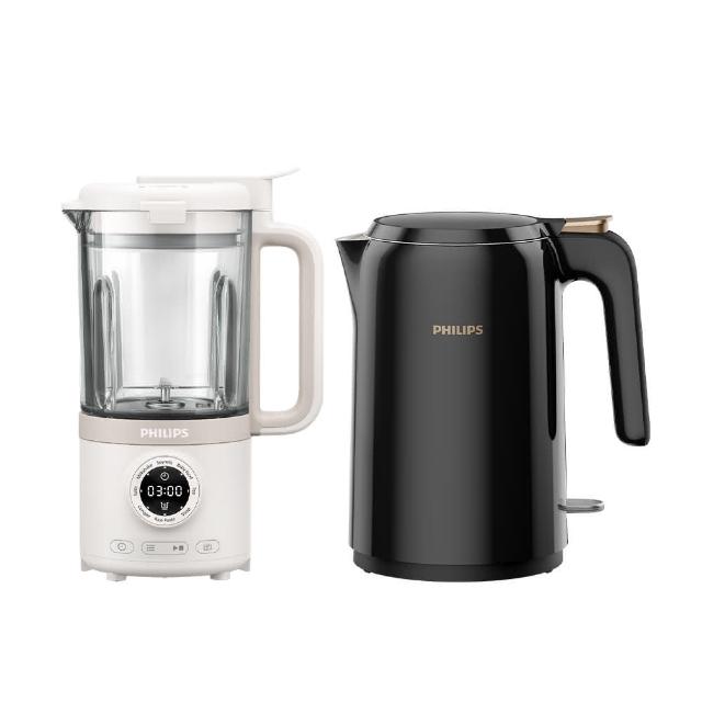 【Philips 飛利浦】破壁營養冷熱豆漿調理機+不鏽鋼快煮壺1.5L(HR2038/30+HD9389)