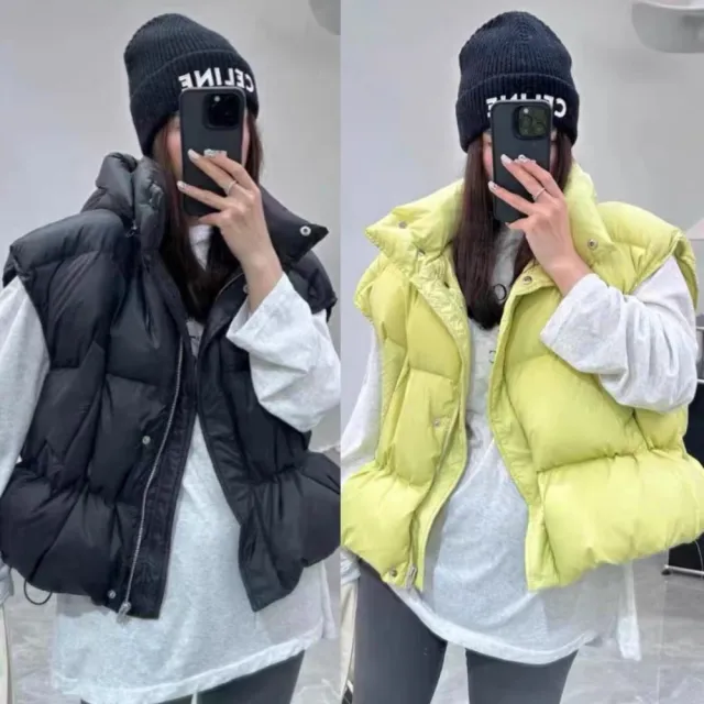 【巴黎精品】頂級真羽絨背心90%鴨絨羽絨衣秋冬外套保暖上衣大碼休閒女裝(連帽寬鬆短款3色n1lr59)